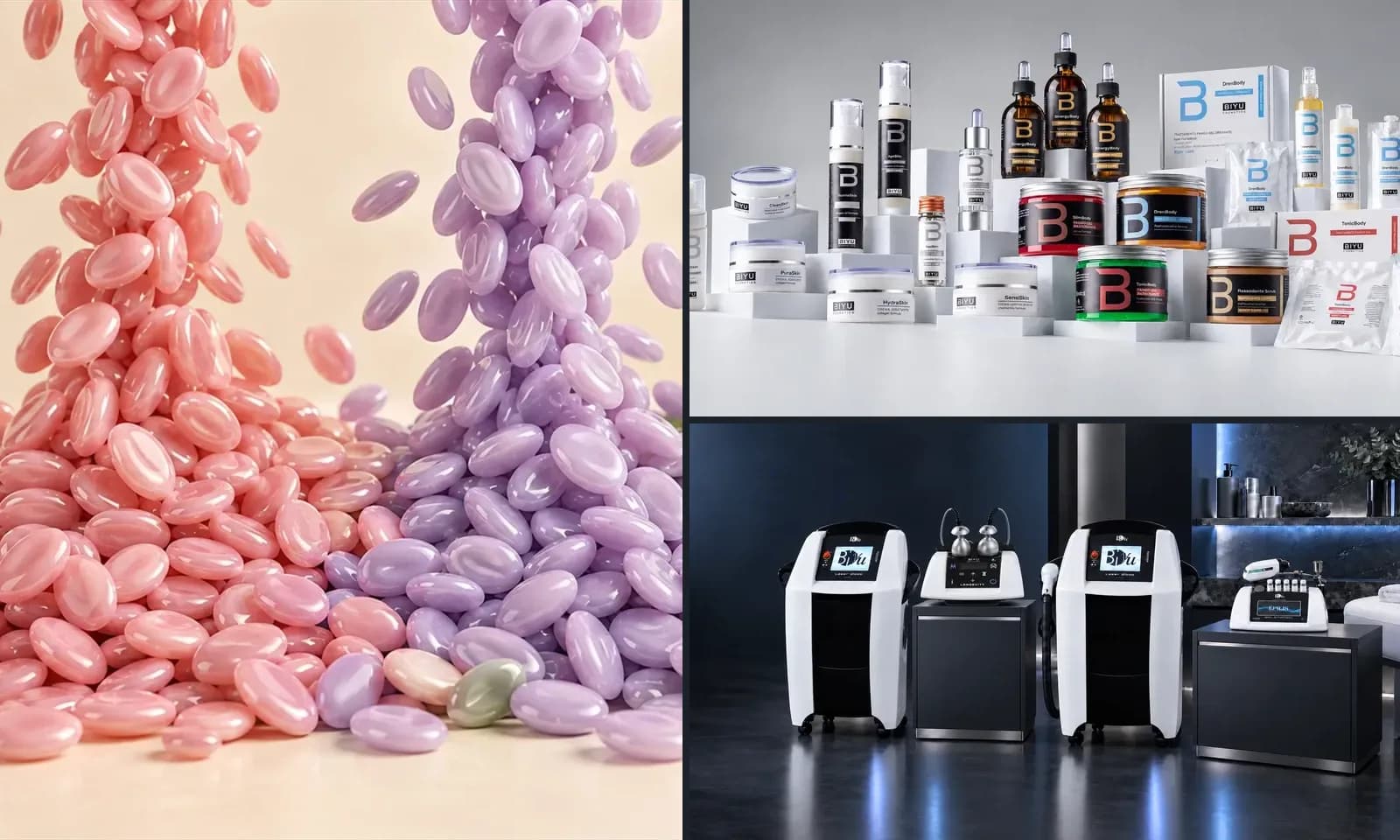 I marchi di Esteticsun Commerce: apparecchiature Biyu ed Épilis, cosmetici Biyu Cosmetics e cere Bubble Pearls