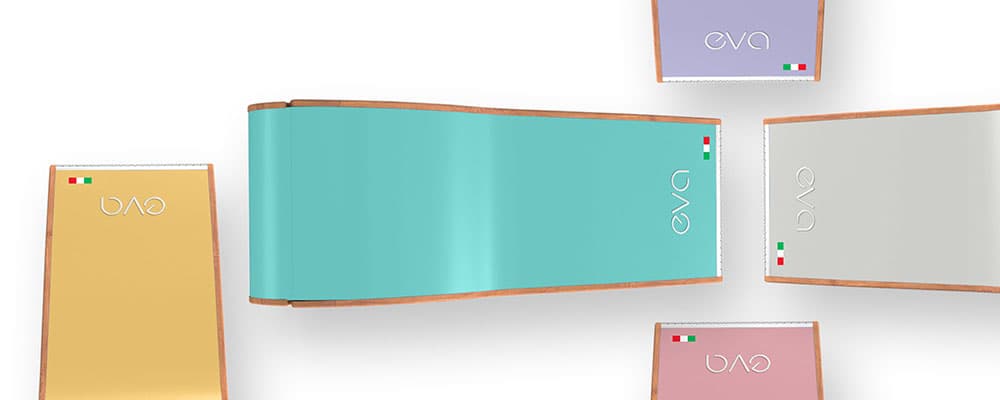 Pannelli colorati per personalizzare EVA: giallo, turchese, grigio chiaro e rosa